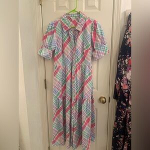 Crown & Ivy Colorful Plaid Midi Dress